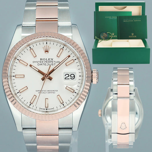 2023 MINT Rolex DateJust 36mm White Stick Rose Gold Jubilee 126231 Watch Box