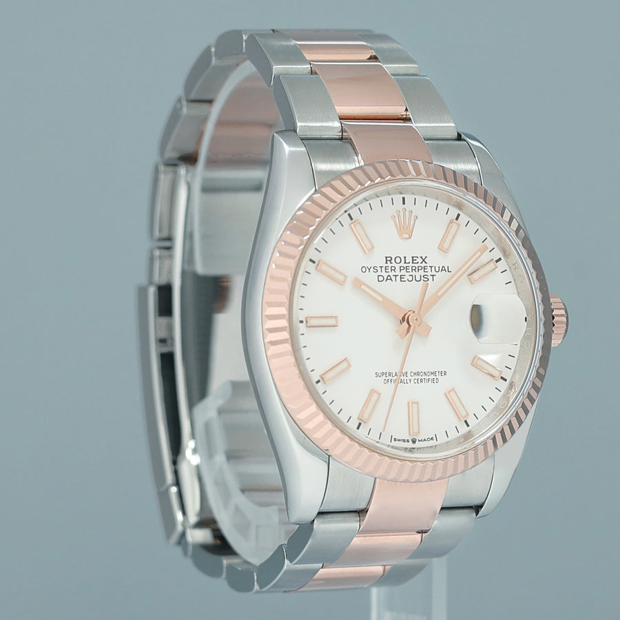 2023 MINT Rolex DateJust 36mm White Stick Rose Gold Jubilee 126231 Watch Box
