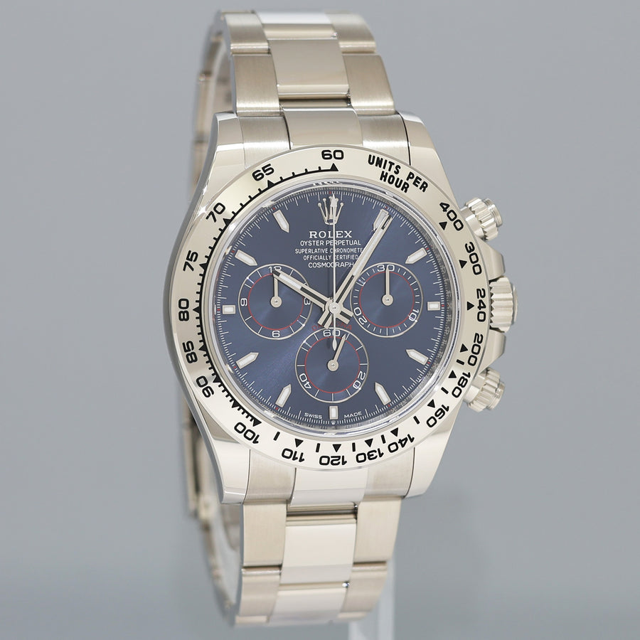 AUGUST 2025 NEW PAPERS Rolex Blue Daytona Chrono 126509 White Gold Watch Box