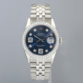 DIAMOND Bezel Rolex DateJust 36mm Blue 16030 Steel Watch Box