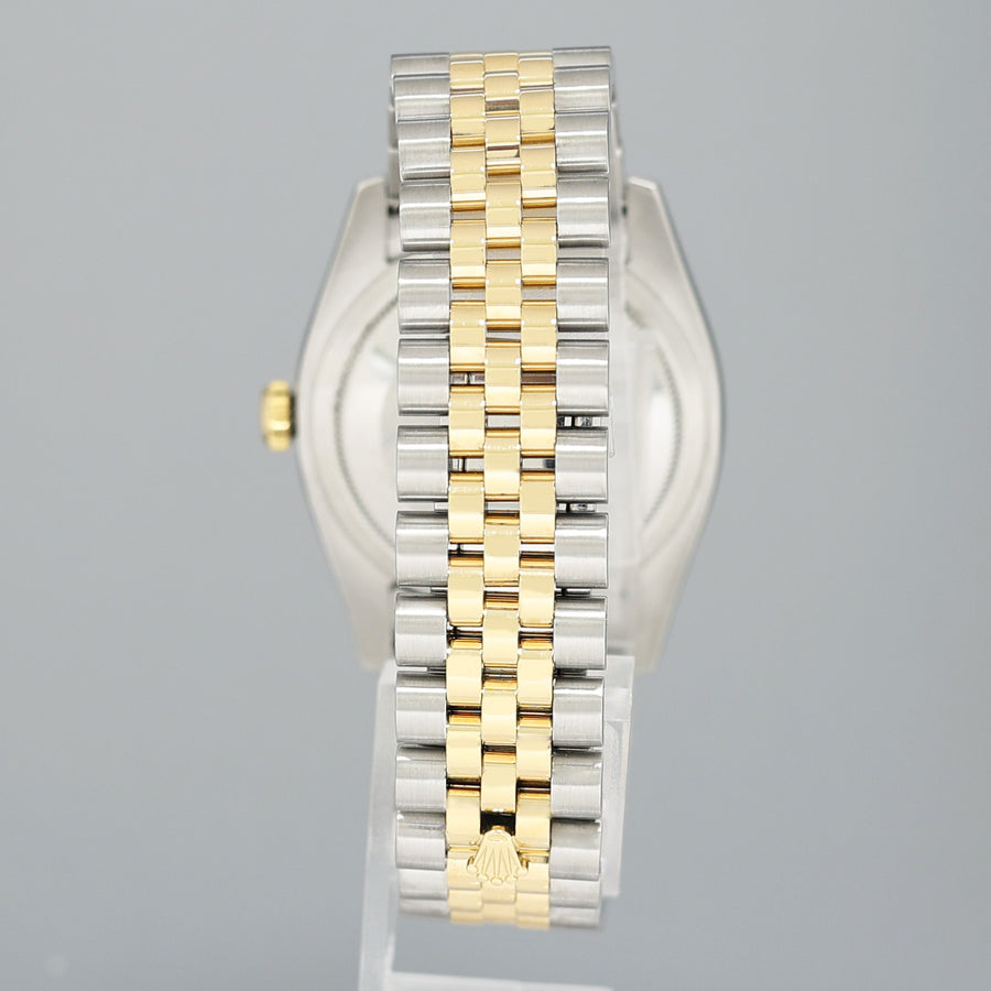 MINT Rolex DateJust Jubilee Two Tone Steel 36mm 116233 Yellow Gold Blue Stick Watch