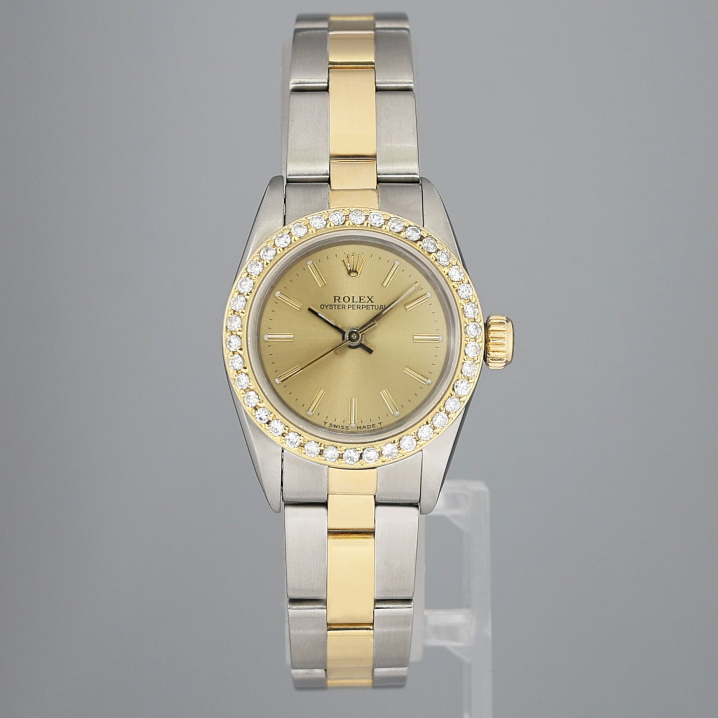Ladies Diamond Rolex 67193 Jubilee Oyster Perpetual 24mm Two Tone Gold Dial Watch Box