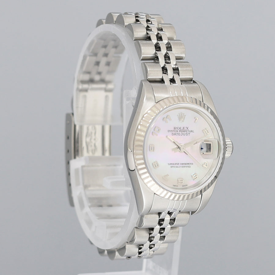 FACTORY MOTHER OF PEARL PAPERS Ladies Rolex DateJust 26mm Fluted Bezel Jubilee Watch