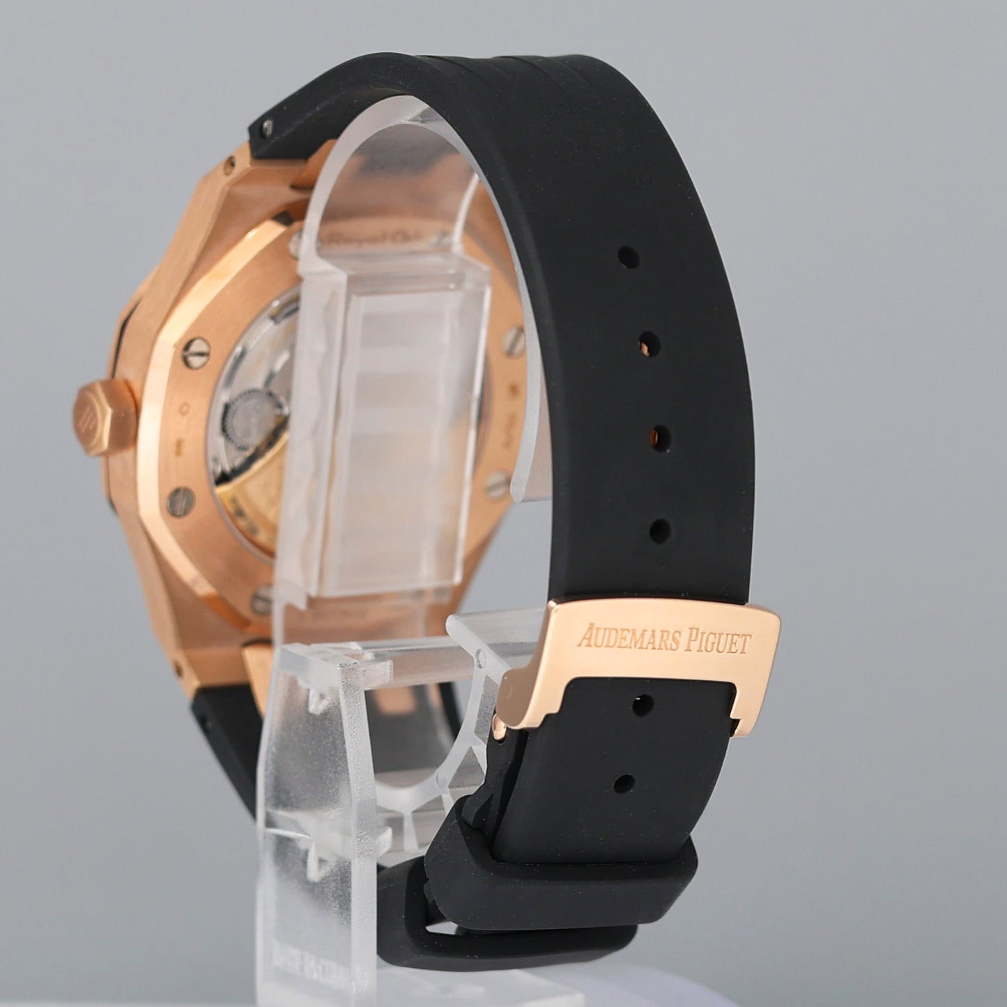 MINT Audemars Piguet Royal Oak 37mm Steel 15450or Rose Gold Black Dial Rubber Watch