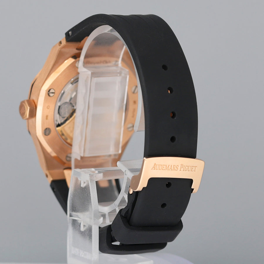 MINT Audemars Piguet Royal Oak 37mm Steel 15450or Rose Gold Black Dial Rubber Watch