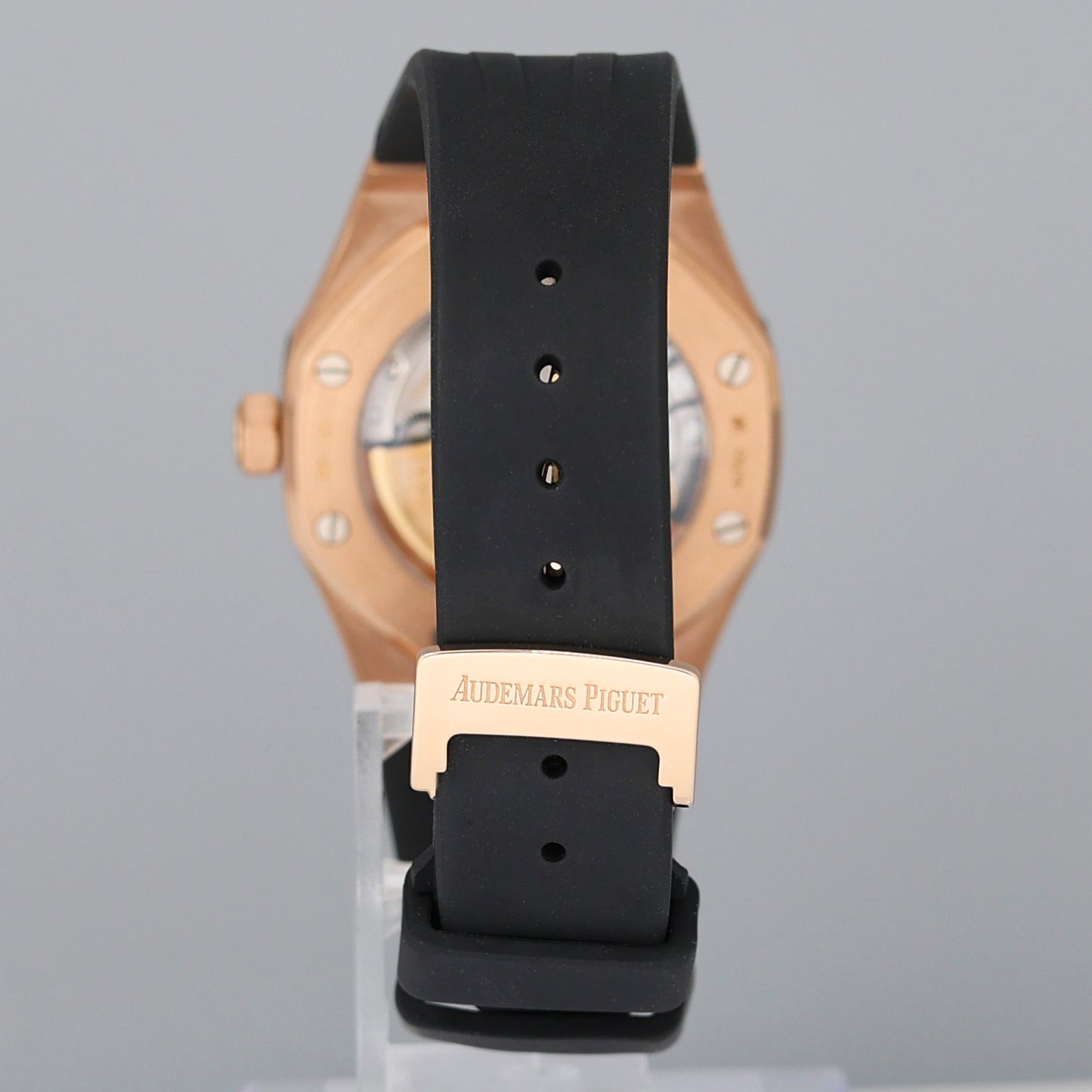 MINT Audemars Piguet Royal Oak 37mm Steel 15450or Rose Gold Black Dial Rubber Watch