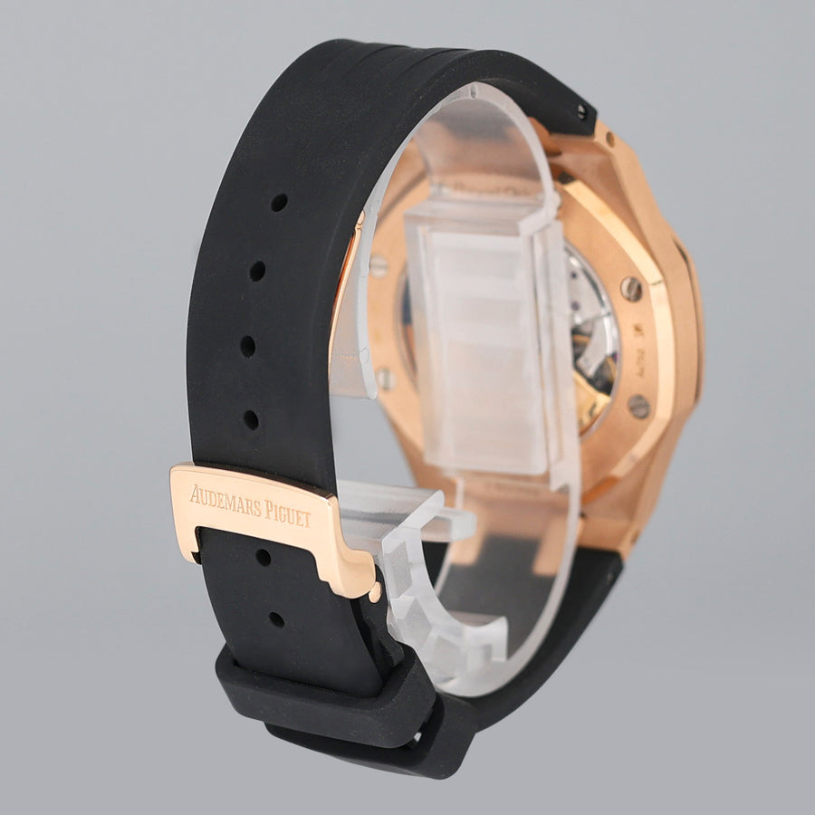 MINT Audemars Piguet Royal Oak 37mm Steel 15450or Rose Gold Black Dial Rubber Watch