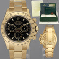 MINT Rolex Daytona 116528 Black 40mm Chronograph Yellow Gold Watch