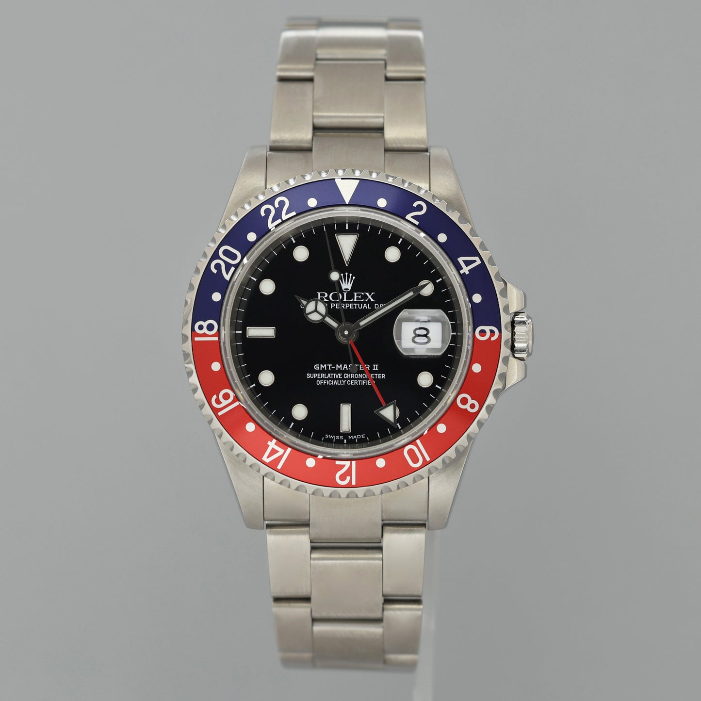 2000 MINT PAPERS Rolex GMT-Master II 2 Pepsi Blue Red Steel 16710BLRO 40mm Watch