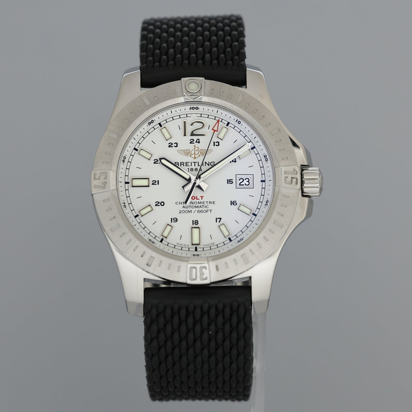 MINT Breitling Colt 44 A17388 White Dial Steel Rubber 44mm Automatic Mens Watch Box