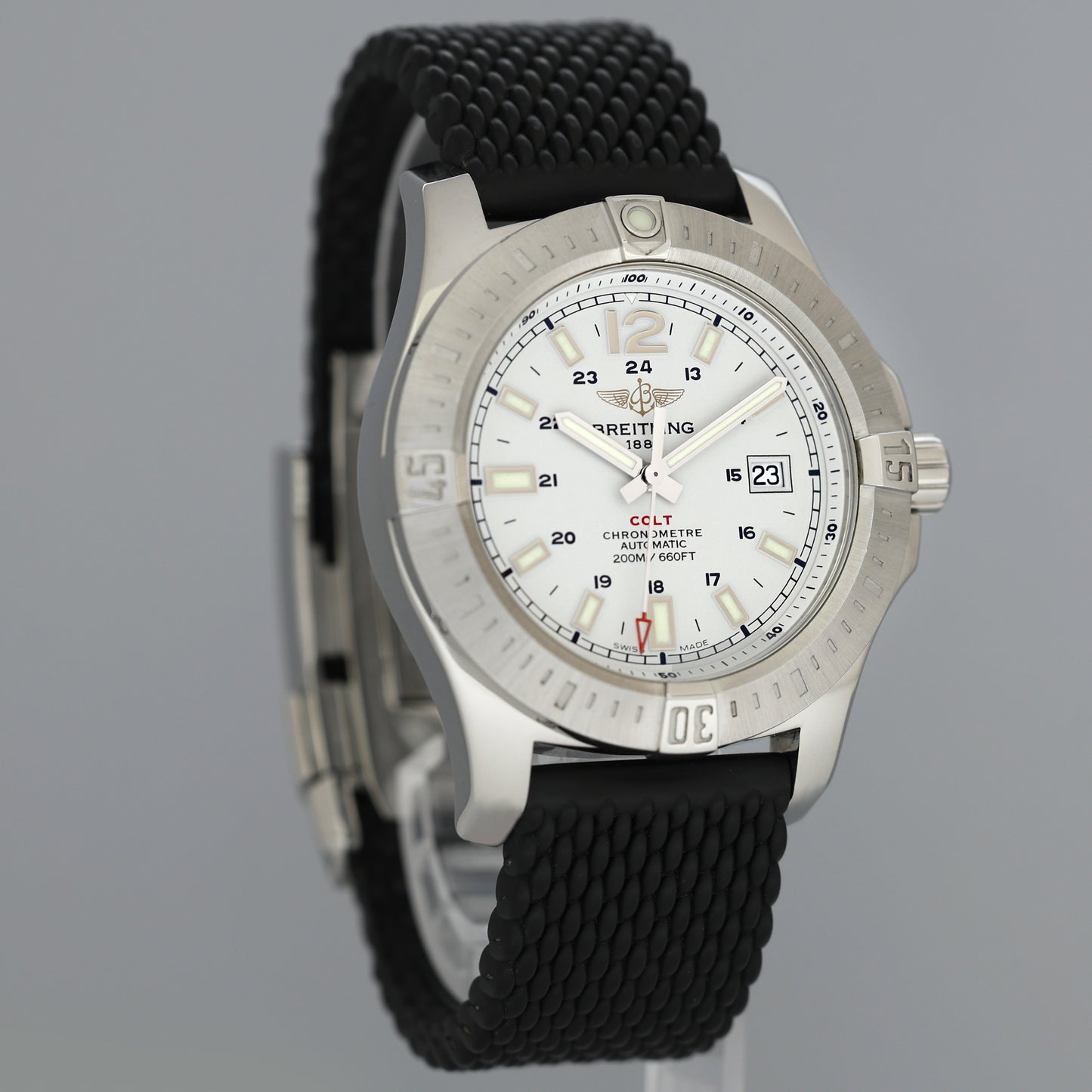 MINT Breitling Colt 44 A17388 White Dial Steel Rubber 44mm Automatic Mens Watch Box