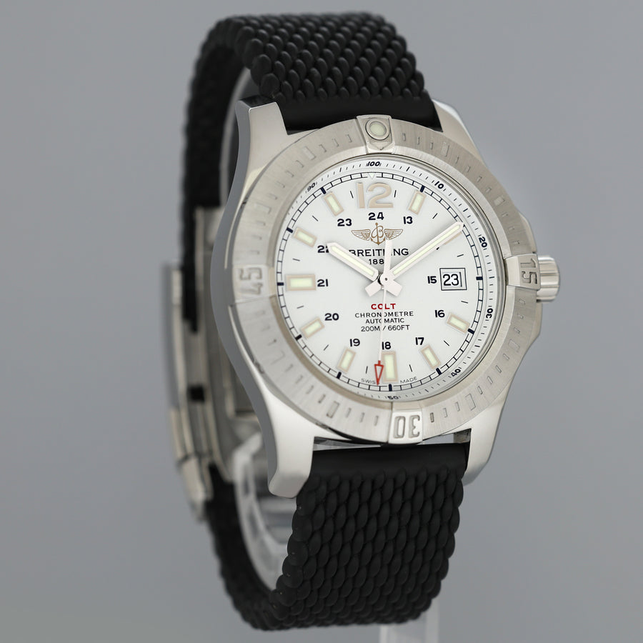 MINT Breitling Colt 44 A17388 White Dial Steel Rubber 44mm Automatic Mens Watch Box