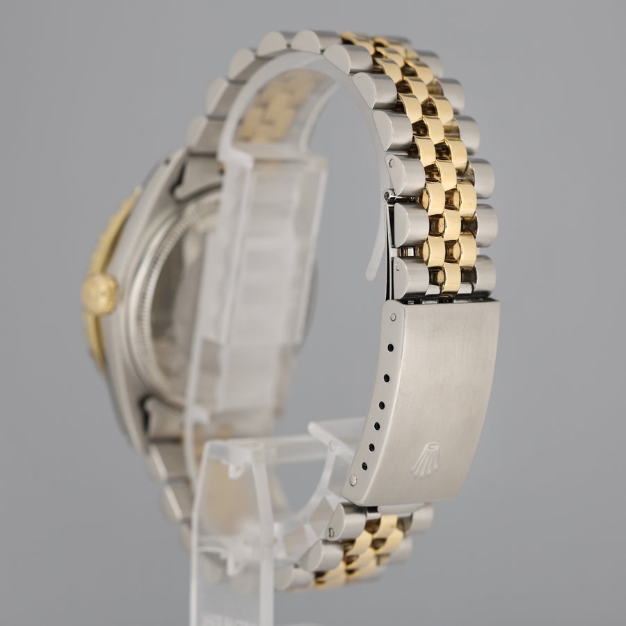 Rolex DateJust 16013 Black Diamond Bezel Two Tone Gold Jubilee Band Watch Box