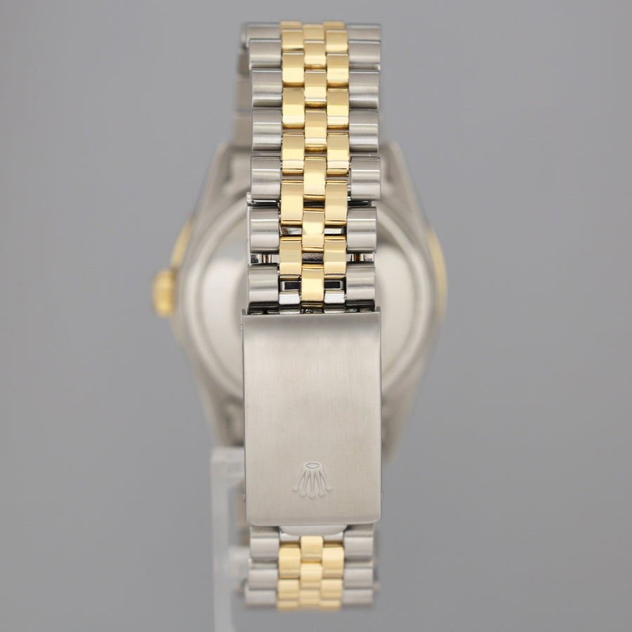 Rolex DateJust 16013 Black Diamond Bezel Two Tone Gold Jubilee Band Watch Box