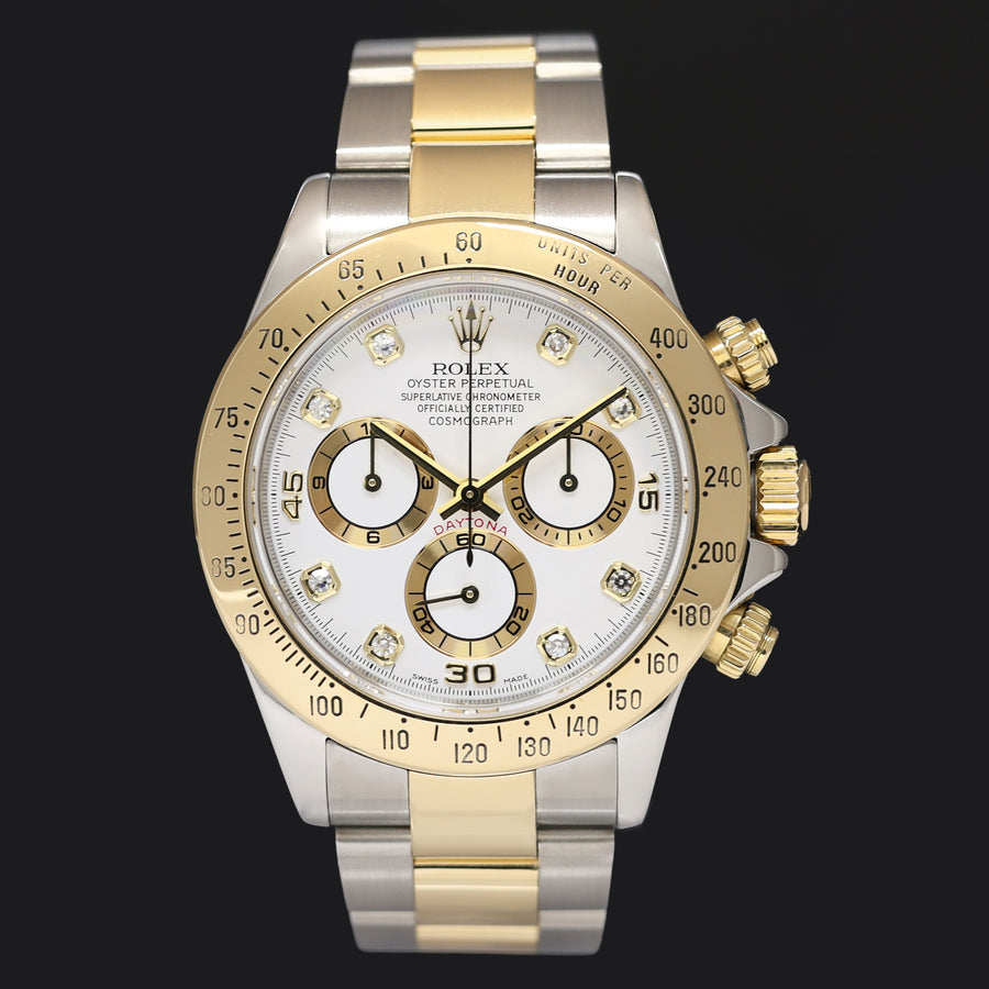 MINT Rolex 116523 Rolex Daytona Two Tone Yellow Gold White Diamond Gold Watch Box