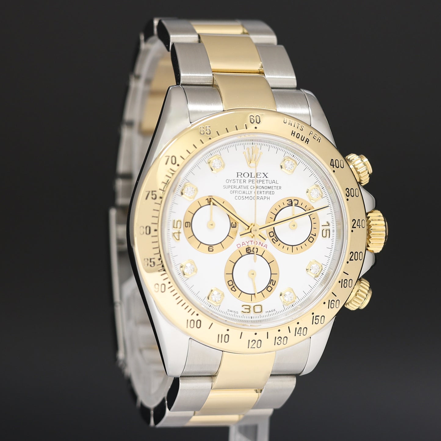 MINT Rolex 116523 Rolex Daytona Two Tone Yellow Gold White Diamond Gold Watch Box