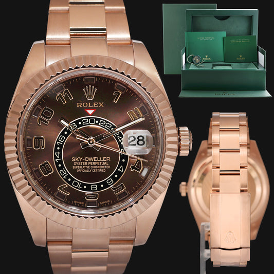 Mint Rolex Sky-Dweller Rose Gold Chocolate Arabic 326935 42mm Watch Box