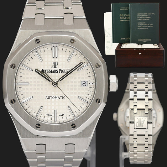 Papers MINT Audemars Piguet Royal Oak 37mm Steel 15450st White Watch Box