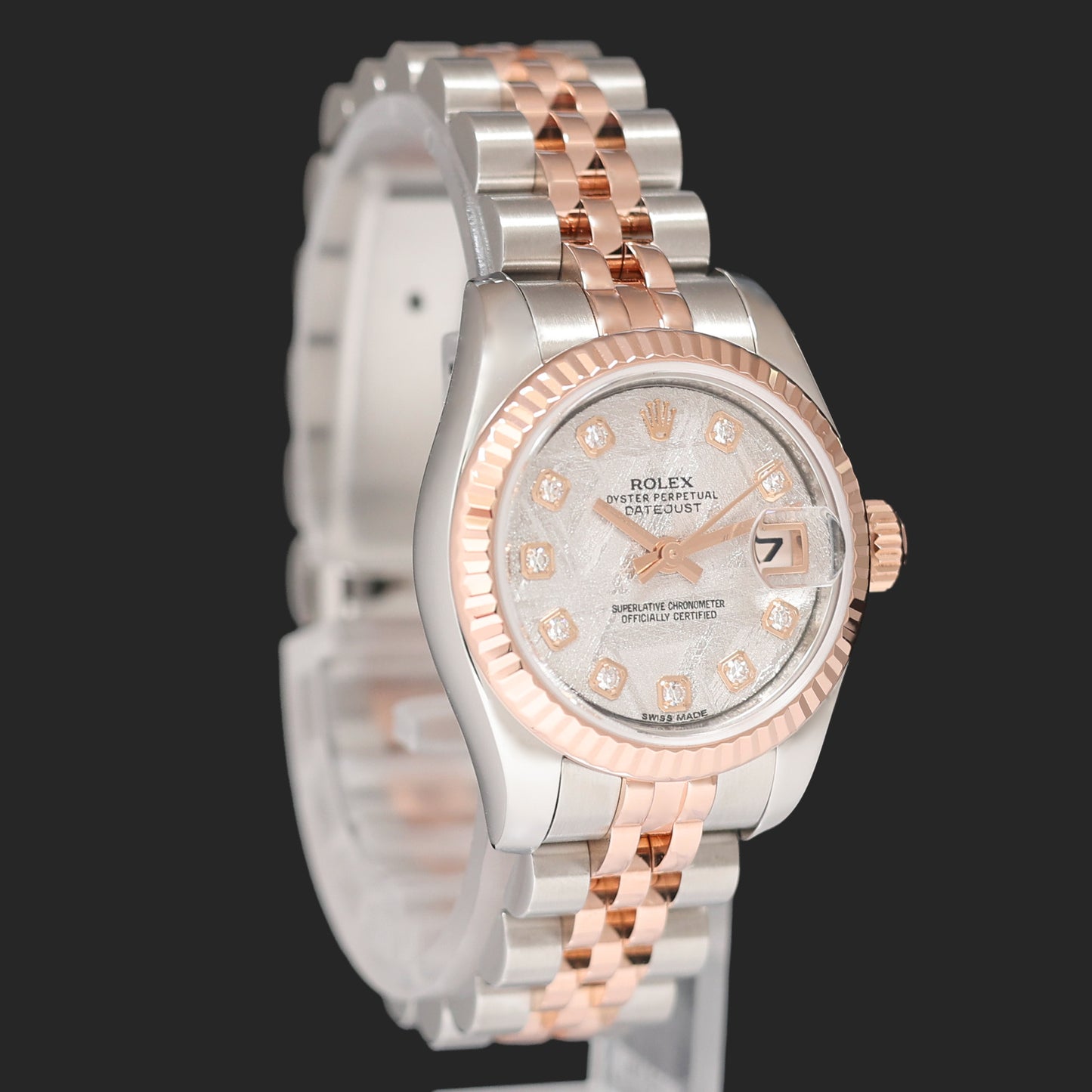 2015 MINT Rolex DateJust 179171 Meteorite Diamond Two-Tone Rose Gold Jubilee Watch