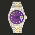 Rolex DateJust 16013 Purple Diamond Bezel Two Tone Yellow Gold Jubilee Band Watch Box
