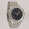 PAPERS Breitling Navitimer World A24322 46mm Black Steel Chrono GMT Watch Box