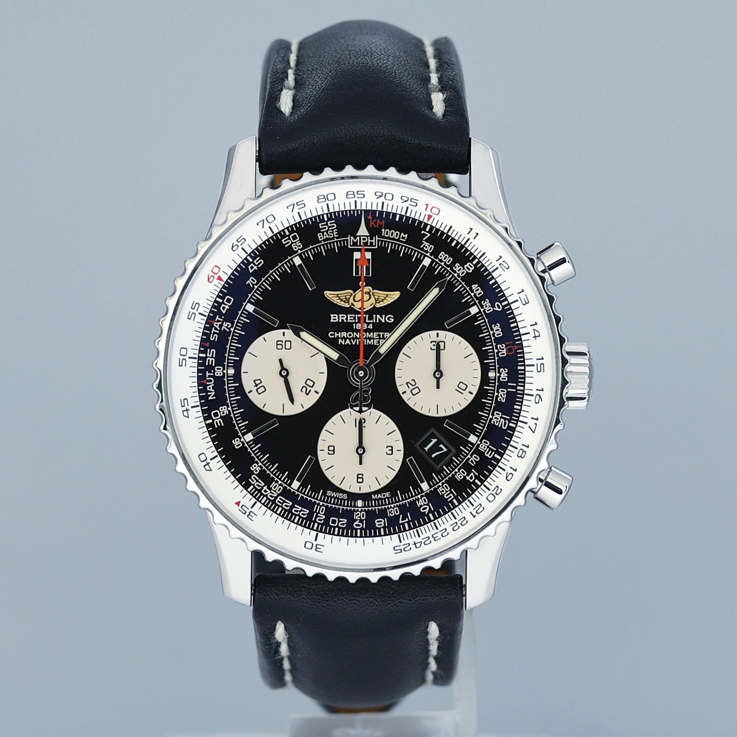 MINT Breitling Navitimer 01 B01 Chronograph 43mm Black AB0120 Strap