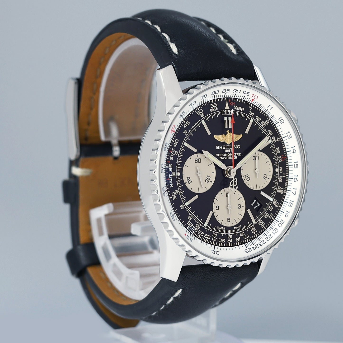 MINT Breitling Navitimer 01 B01 Chronograph 43mm Black AB0120 Strap