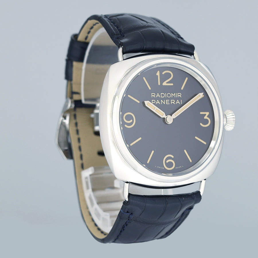 NEW PAPERS Panerai Radiomir 45mm PAM01383 Blue PAM 1383 Stainless Steel Men's Watch Box