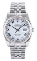 MINT 2010 Rolex 116234 DateJust 36mm White Roman Super Jubilee Watch Box