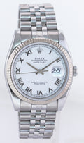 MINT 2010 Rolex 116234 DateJust 36mm White Roman Super Jubilee Watch Box