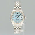 PAPERS Ladies Rolex 69174 DateJust 26mm Glacier Blue Diamond Fluted Bezel Jubilee Watch