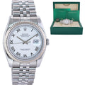 MINT 2010 Rolex 116234 DateJust 36mm White Roman Super Jubilee Watch Box