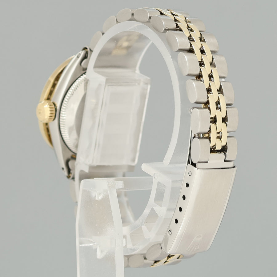 Ladies Rolex Date 26m 6519 Two Tone Yellow Gold MOP Diamond Jubilee Steel Watch Box