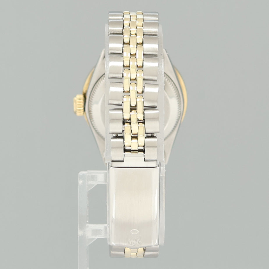 Ladies Rolex Date 26m 6519 Two Tone Yellow Gold MOP Diamond Jubilee Steel Watch Box