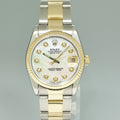 MINT Ladies Rolex 68273 Two Tone Yellow Gold Steel 31mm Pearl Diamond Oyster Watch
