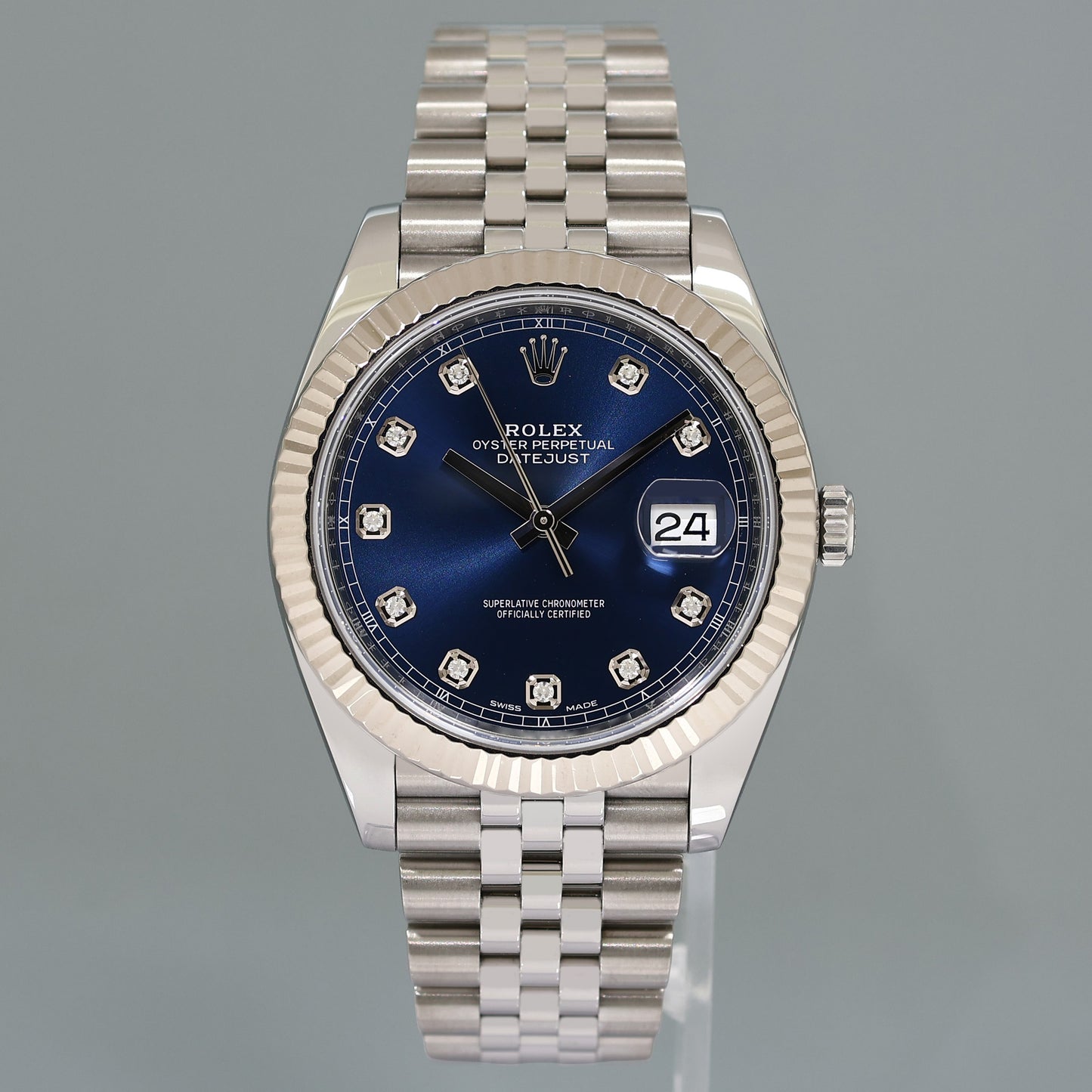PAPERS MINT Rolex DateJust 41 Blue Diamond Jubilee Fluted 126334 Watch Box
