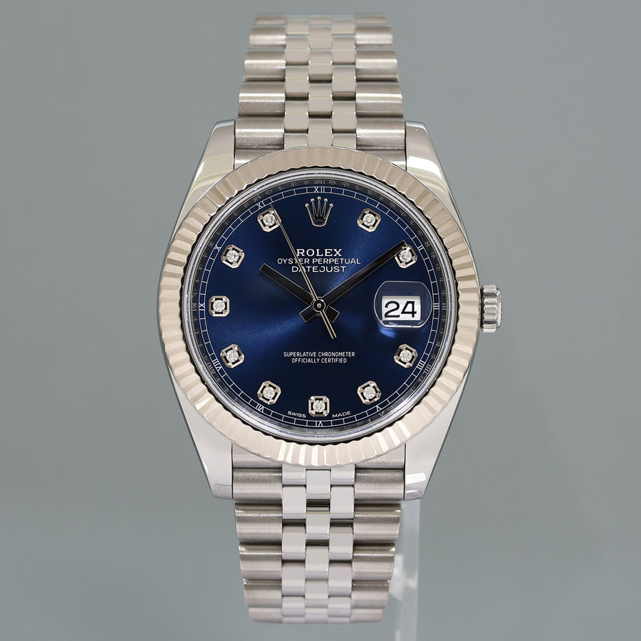 PAPERS MINT Rolex DateJust 41 Blue Diamond Jubilee Fluted 126334 Watch Box