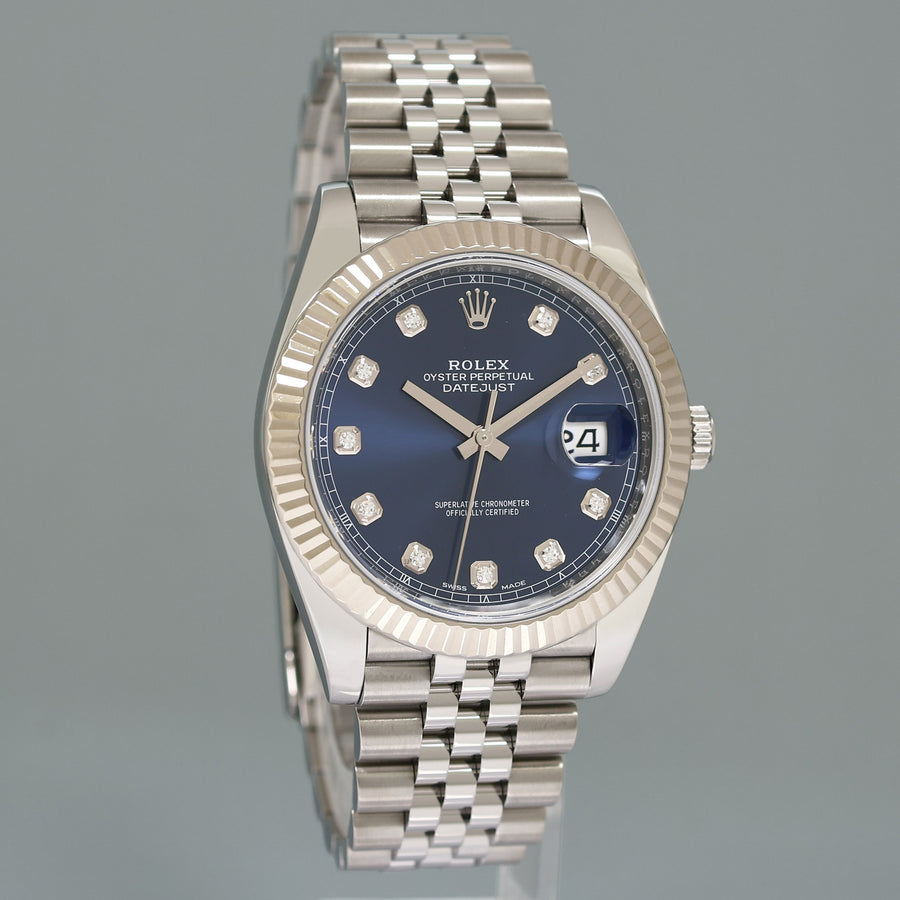 PAPERS MINT Rolex DateJust 41 Blue Diamond Jubilee Fluted 126334 Watch Box
