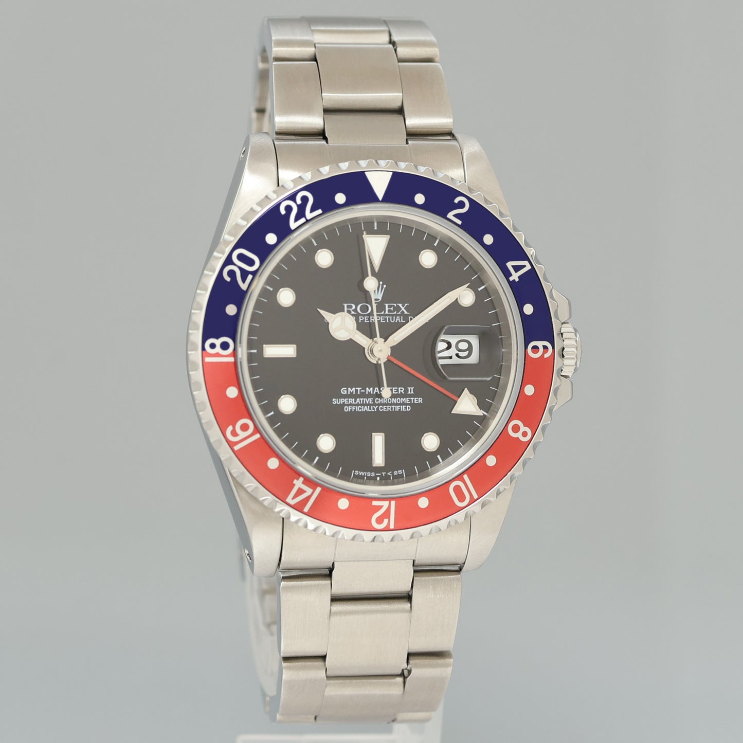 MINT Rolex 16710 GMT-Master II Pepsi Blue Red 40mm Tritium Steel Watch Box