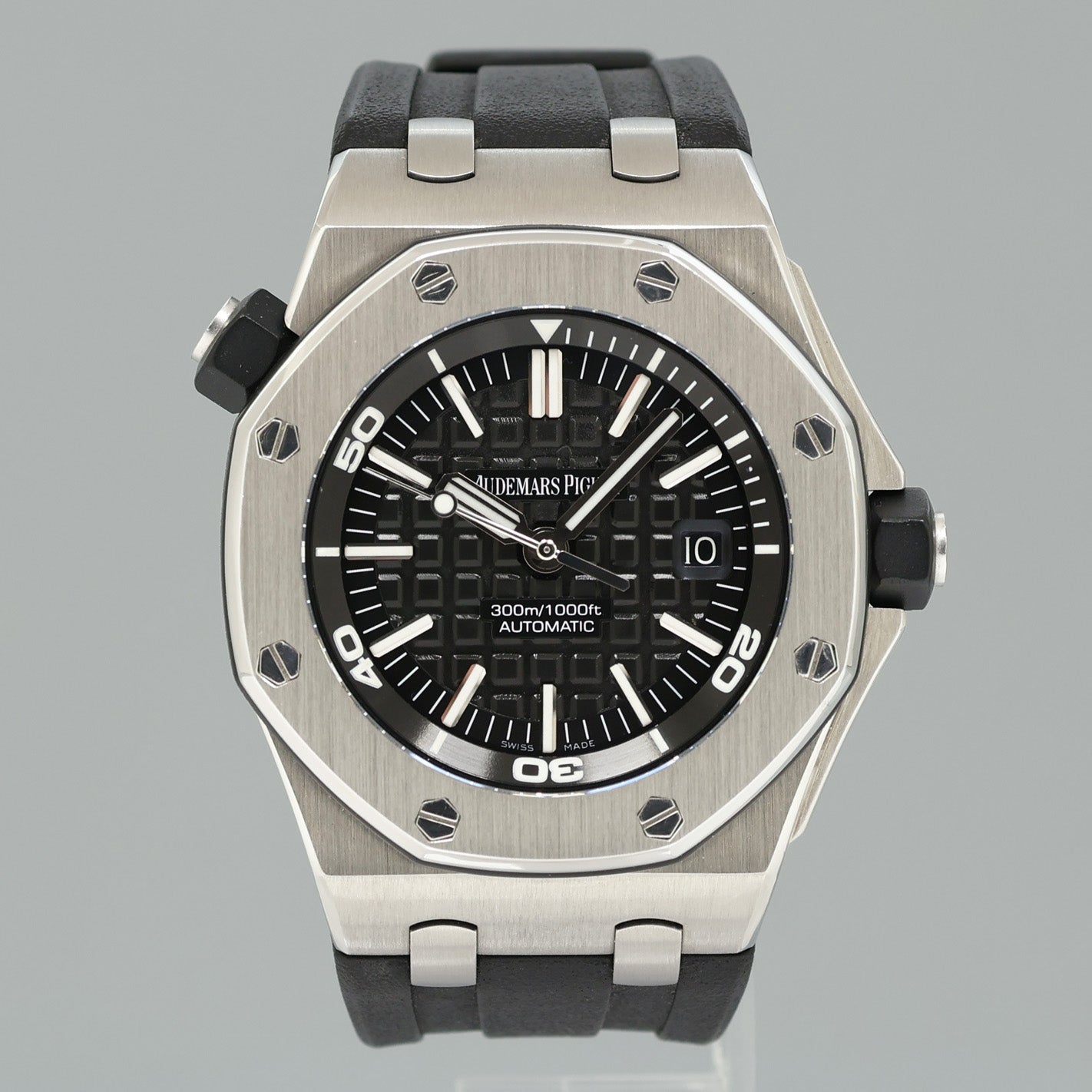 PAPERS Audemars Piguet Royal Oak Offshore Black Chrono Rubber 42mm 15703ST Watch