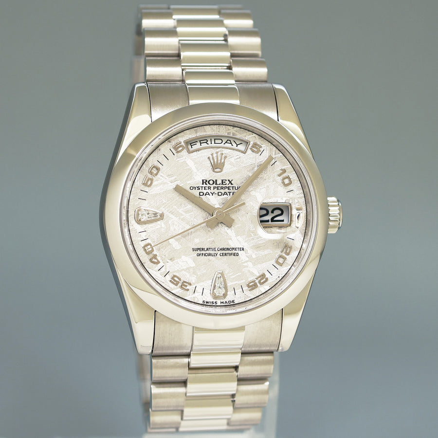 2007 MINT Rolex Platinum President 118206 Meteorite Diamond 36mm Day Date Watch Box