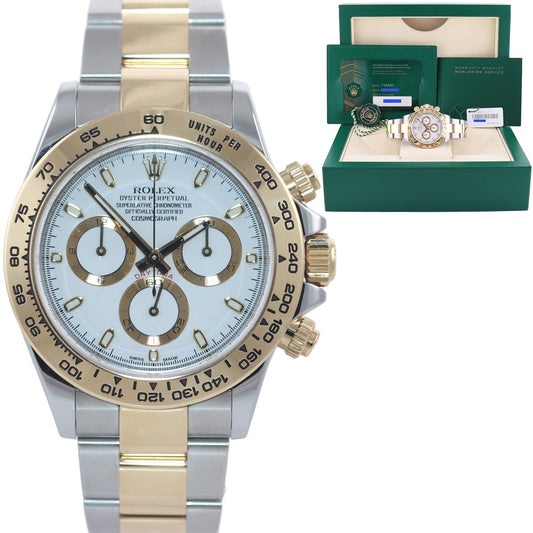 2022 NEW PAPERS Rolex Daytona 116503 White Chrono Two Tone Gold Steel Watch