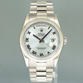 MINT 2004 PAPERS Rolex Platinum President 118206 Glacier Roman Day Date 36mm Watch