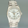 MINT 2004 PAPERS Rolex Platinum President 118206 Glacier Roman Day Date 36mm Watch