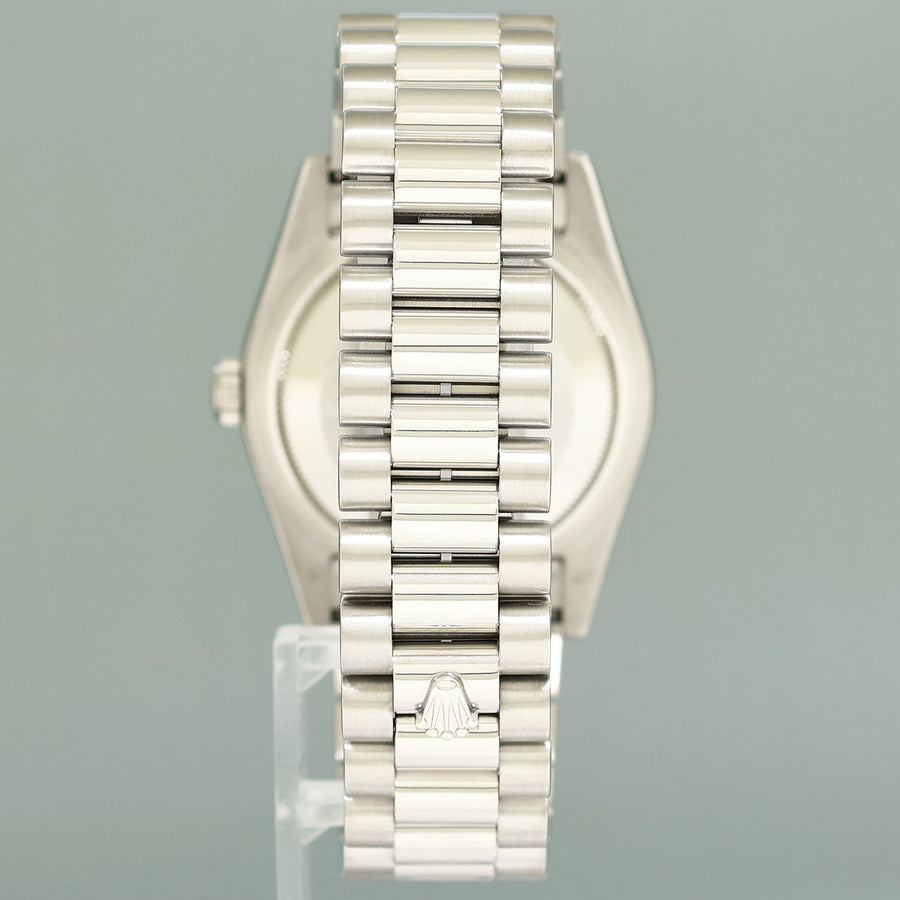 MINT 2004 PAPERS Rolex Platinum President 118206 Glacier Roman Day Date 36mm Watch