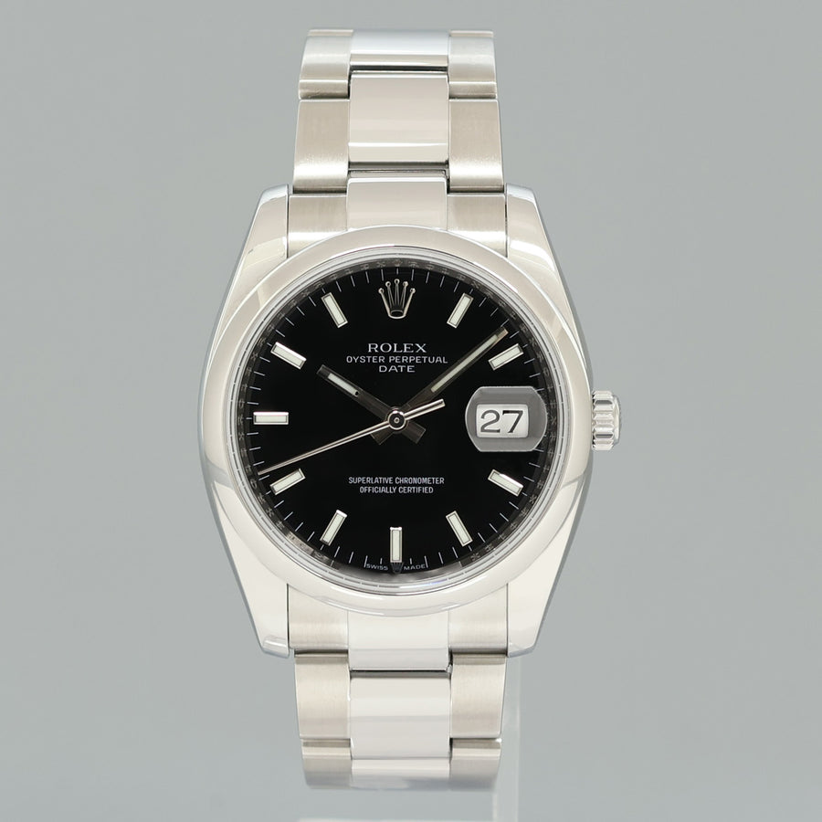 MINT Rolex Oyster 115200 Black Stick Oyster Perpetual Date 34mm Watch Box