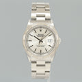 MINT Rolex DateJust 16264 Turn-O-Graph Silver Stick Oyster White Gold 36mm Watch Box