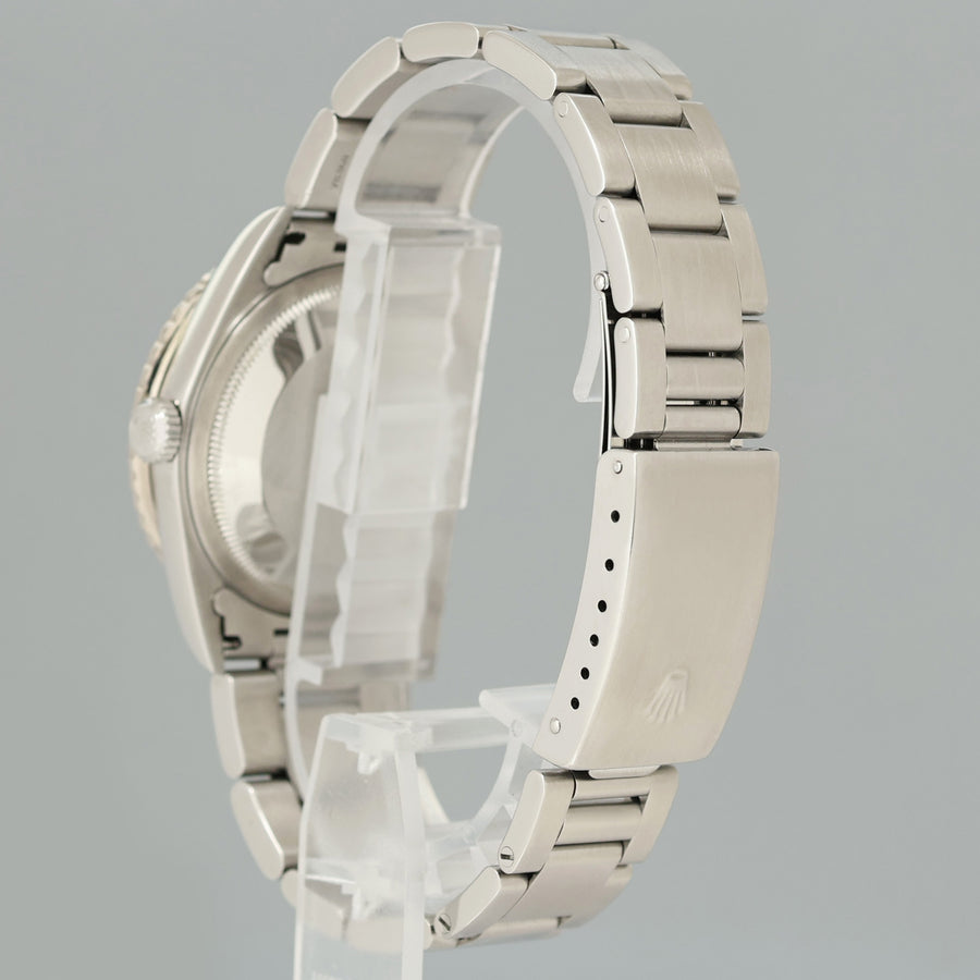 MINT Rolex DateJust 16264 Turn-O-Graph Silver Stick Oyster White Gold 36mm Watch Box