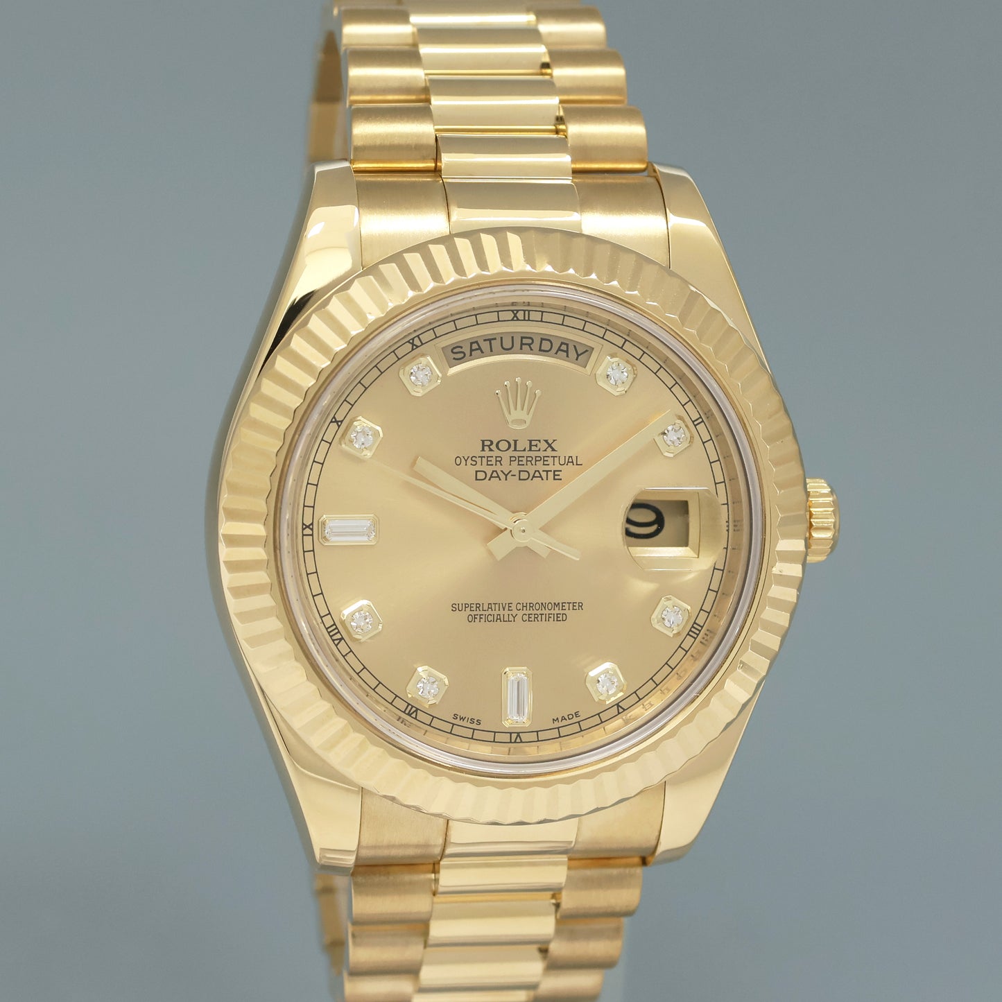 MINT Rolex Day Date II President Yellow Gold Diamond 41mm 218238 Watch Box