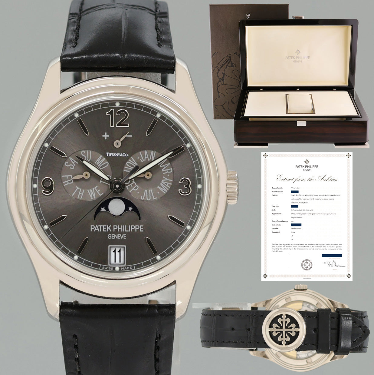 MINT PAPERS Patek Philippe 5146G Tiffany Dial White Gold Annual Calendar Grey Watch